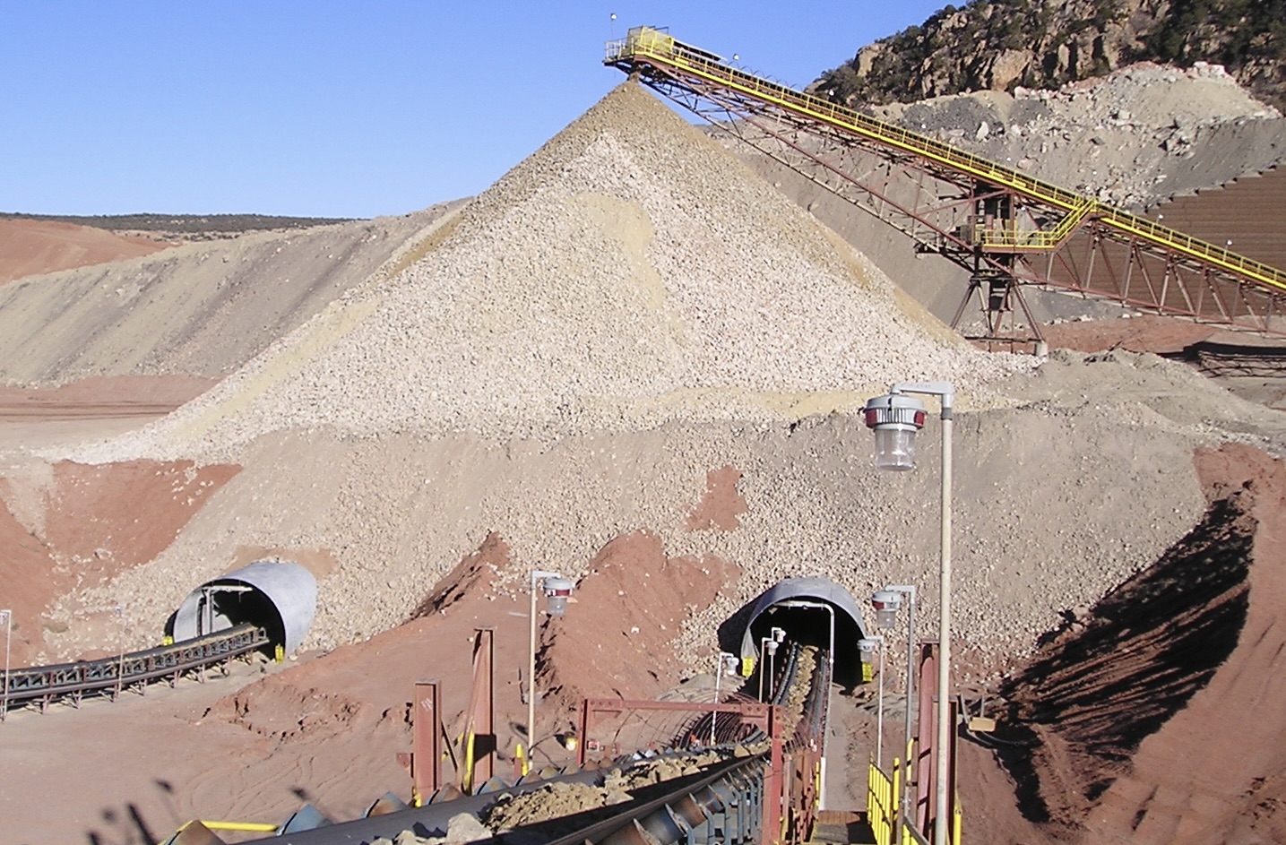 View of mine site stockpile tunnel 