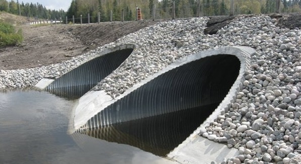 Angled view of highway culvert rehabs